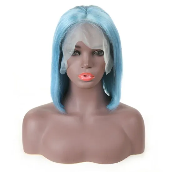 Wholesale Pre Plucked Remy Brazilian Hair Straight Bob Lace Wig Colorful Human Hair Wig