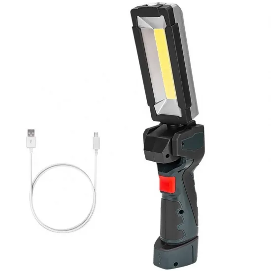 Magnetic Folding USB Rechargeable Power Bank with COB LED Work Light and Swivel Hook