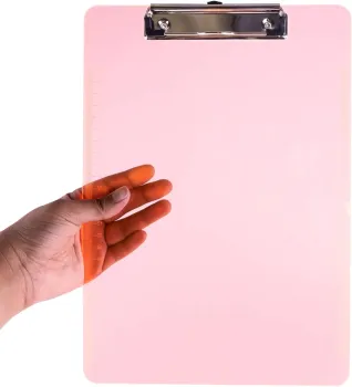 Multi Color Low Profile Plastic Clipboards - Clear Clips Hold 100 Sheets - Bulk