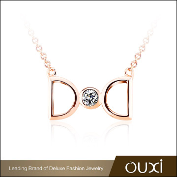 Wholesale 18k rose gold high quality zinc alloy lovely double letter D with diamond girl necklace