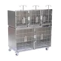 Price Animal Veterinary Pet Cages Stainless Steel Vet Cat Cage with Wheels and Tray Oxygen Cage
