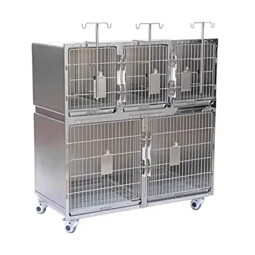 Price Animal Veterinary Pet Cages Stainless Steel Vet Cat Cage with Wheels and Tray Oxygen Cage