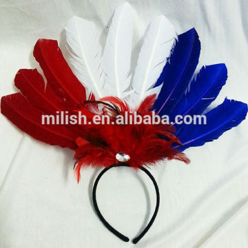 party Carnival cheap france flag color feather headbands MPA-0194