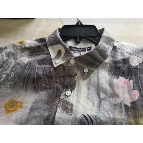 Casual Shirt Wiith Fabric Washed Men Casual Digital Print Linen Short Sleeve Shirt Supplier