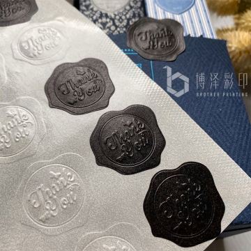 Custom Logo Black Stickers for Planner, Notebook, and Package Sealing with Round Emboss Deboss Engraving