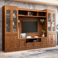 Log Color Wooden Bookcase Wall with Door