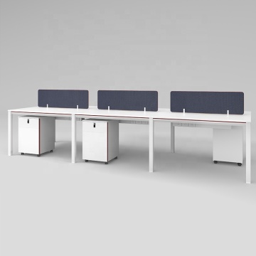 Australian Style Linear Workstation Long Office Table for Three Facing Six Cluster Bureau - White Lacquer Desk