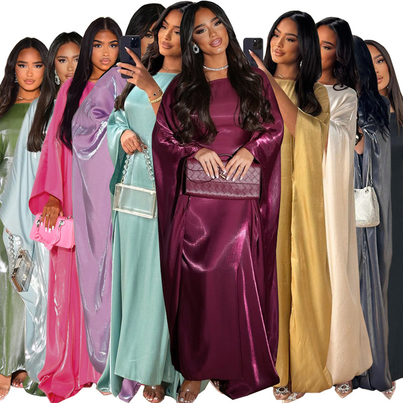 Satin Batwing Abaya Detail View