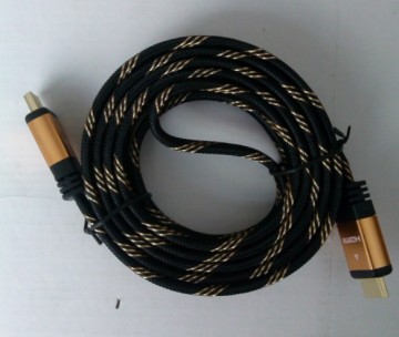 24k Gold Nylon Mesh HDMI Cable 1.4V 1080P 3D