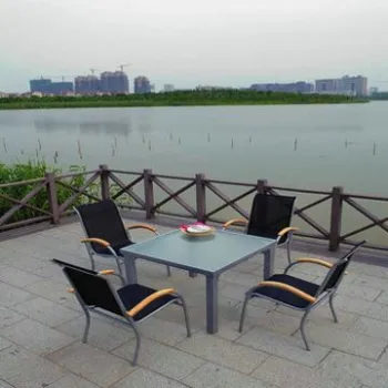 Aluminum Frame Square/Rectangle-shaped Table Set, Measures 90 x 90 x 72cm