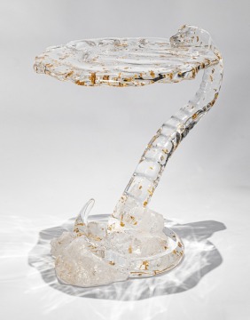 Ouroboros Snake Crystal Round Side Table