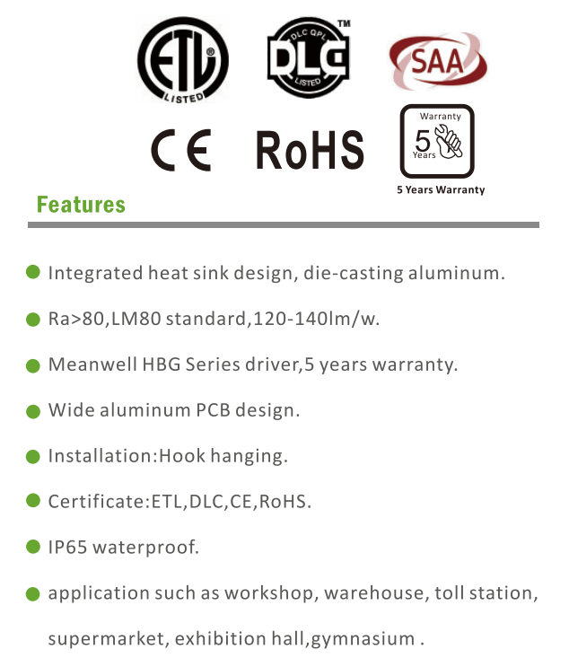 DLC 200w LED High Bay Light