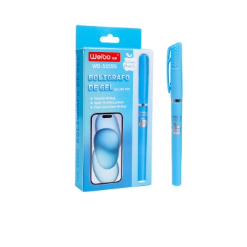 Weibo Fresh Blue Boxed Gel Pen Set - Simple Style Office and School Supplies
