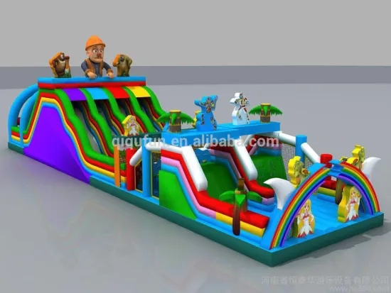 Fun House Bounce Inflatable Slide Combo, Outdoor Inflatable Obstacle Course For Children