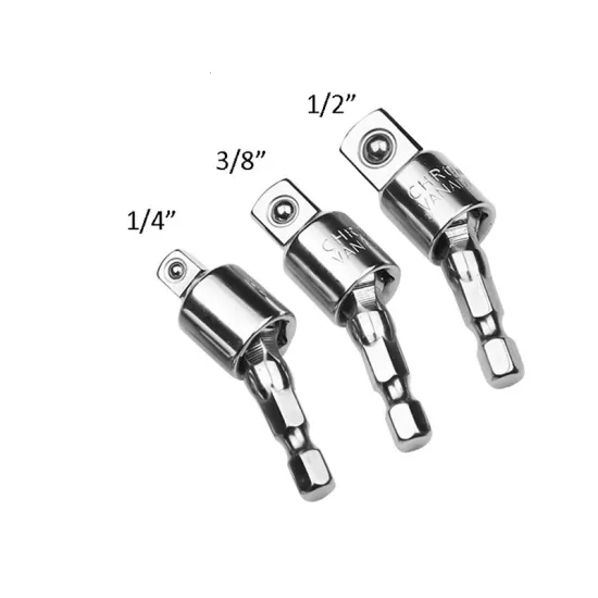 1/2" 1/4" 3/8" Electric Hammer Connecting Rod Sleeve Hex Wrench Socket Conversion Angle Drill-head Drill Converter Tool Adapter
