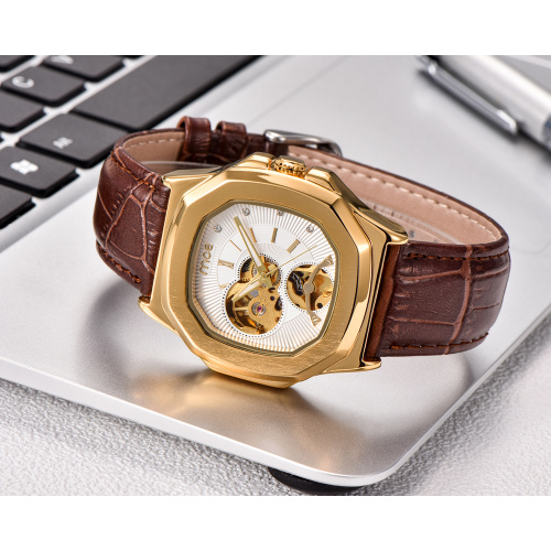 Custom logo watch with genuine leather band