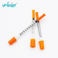 1ml orange cap Diabetic insulin syringe with needle