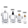 30 ml 50 ml 100 ml bouteilles de compte-gouttes en verre carré plat