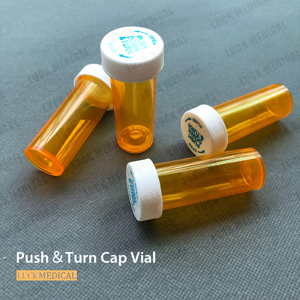 Crianças resistentes Push &amp; Turn Cap Vial