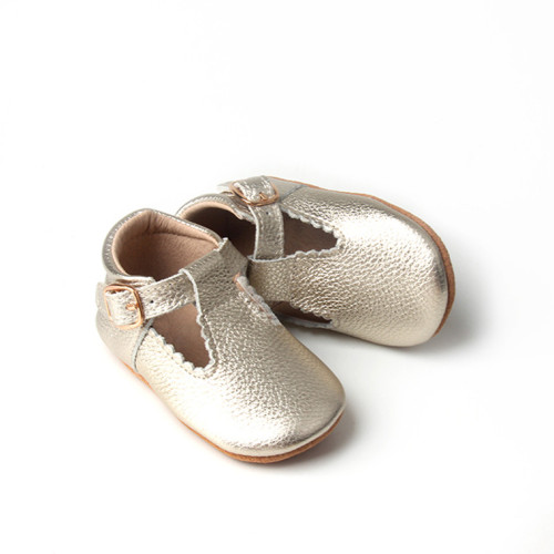 Flower Baby Girls Leather T Bar Scarpe