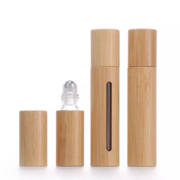 Bamboo glass roll on bottle with stainless roller