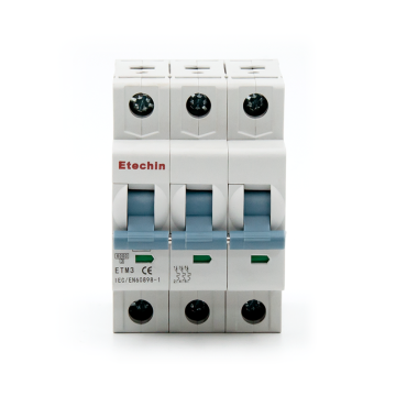 High-Quality ETM3 Miniature Circuit Breaker 3P 6KA Kema 40A/63A Overload Short Circuit AC Power Safety for Home DIN Rail
