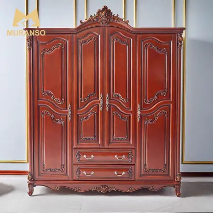 American Antique Solid Wood Luxury Bedroom Closet Wardrobe