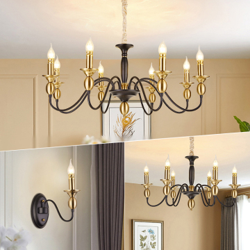 Iron Copper LED Wall Lamp for American Style Retro Rustic Decorative Living Room Corridor