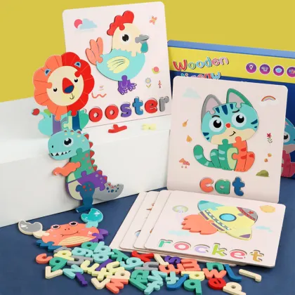 Wooden Alphabet Jigsaw Puzzle: Learning Letters through Spellable Animals