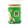 Green Fairy Tale Cabin Hand Painted Smoking Jar