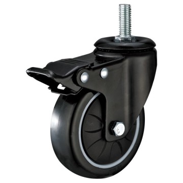 63mm Thread Stem Industrial PU Caster With PP Core With Brake