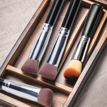 Brosse de maquillage de luxe noir professionnel pour précision et application douce