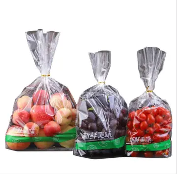 Disposable transparent fruit bag freshness package grape apple bag gold thread tie fruit bag