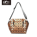 Geometric PU golden color waterproof luxury handbag