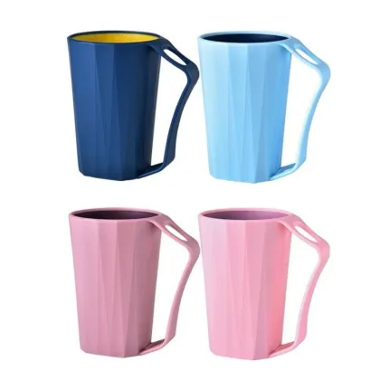 Double Color Bathroom Cup with Handle - Toothbrush Holder & Mouthwash Cup