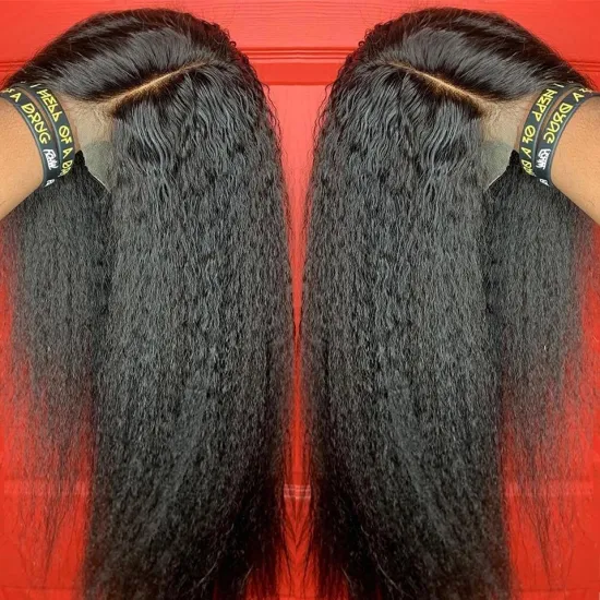 Cheap Human Hair Lace Front Wig With Baby Hair Pre Plucked Full HD Closure Lace Frontal Wig Raw Indian Virgin Hair Yaki Straight