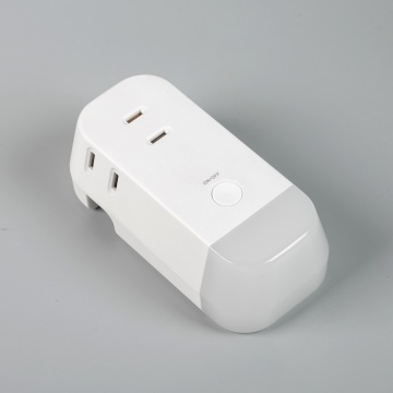 Factory Direct Foldable 3 AC Power Indoor Wall Socket with Battery-Powered Bedside Light