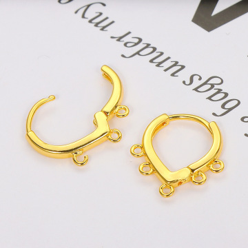 18K Gold Coated Round Water Drop Ear Jewelry with Four-Leaf Clover and Hanging Ring