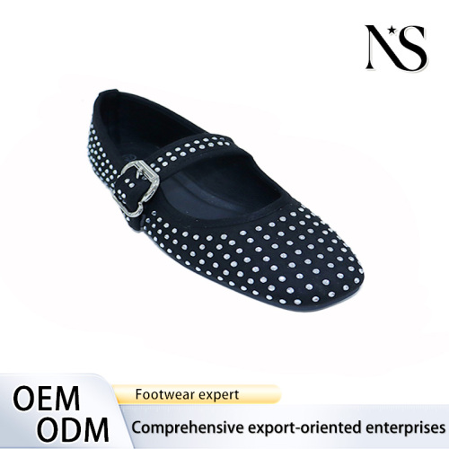 Zapatos planos Mary Jane con tachuelas plateadas brillantes para mujer