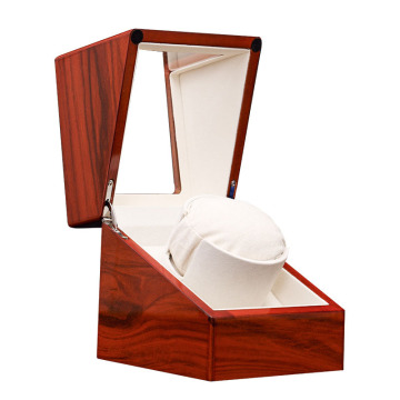 Automatic Watch Winder with AC or Battery Power, Crafted from Brown Lacquer Wood - Perfect for Japanese Mechanism Watches