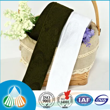 100% white custom jacquard dye webbing cotton ribbon