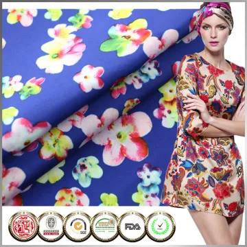 Shaoxing SGS Poly Color floral printed satin fabric