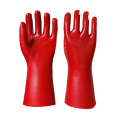 Guanti in PVC rosso resistenti agli agenti chimici