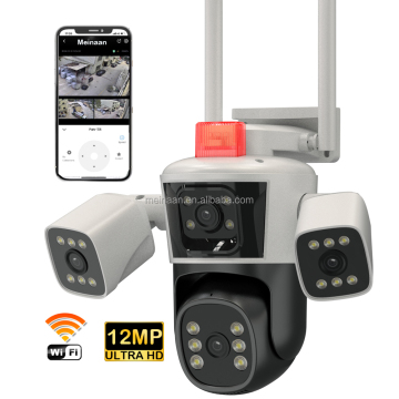 6K Full HD Night Vision Three Lens Wireless WiFi PTZ IP CCTV Camera