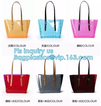 Leisure PVC Purple Handbag For Ladies, Promotional Handbags, Summer Beach Bag PVC Clear Transparent Handbag Women Shoulder Large