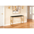 Mesa de consola de acento de oro con top de patrón de mármol