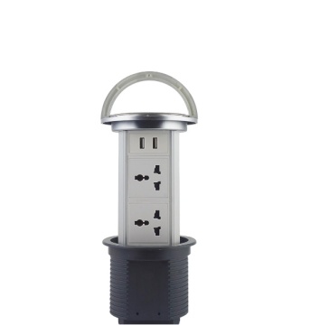 Draadloos oplaadpop-up bureaubladbus met 2 stopcontacten en 2 USB-poorten voor congresruimte aanrecht