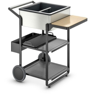 Stainless Steel Drinks Serving Trolley with Ice Bucket for Bars and Restaurants