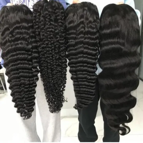 Wholesale  Deep Wave Wigs Brazilian Human Hair Lace Front Wig With Baby Hair For Black Women loose Deep Wave Lace Frontal Wig