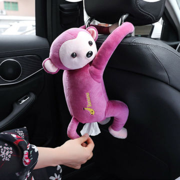 Creative Cartoon Monkey Home Office Car Hanging Paper Napkin Tissue Box Cover Holder Portable Paper Box